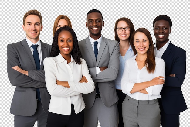 Equipe de negócios sorridente isolada em um fundo transparente