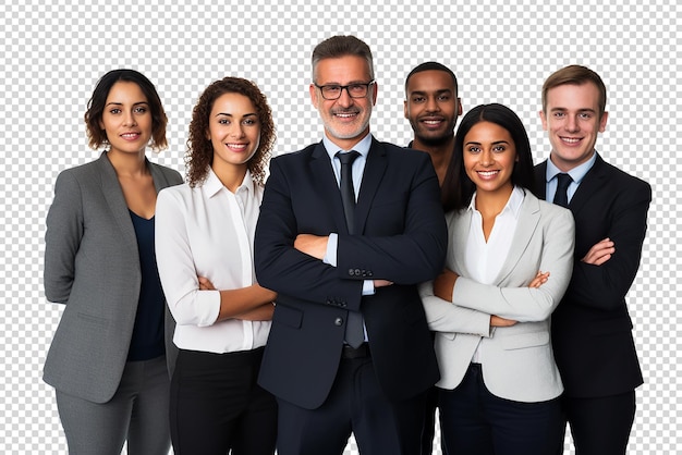 Equipe de negócios sorridente isolada em um fundo transparente