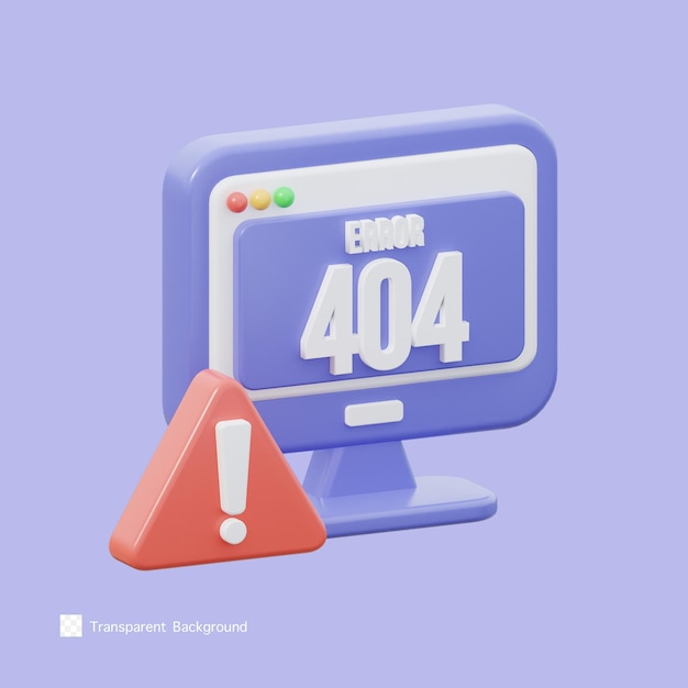 PSD erreur 404 icône illustration de rendu 3d