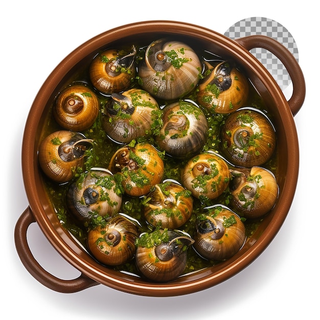 PSD escargot cuit des escargots terrestres sur un fond transparent