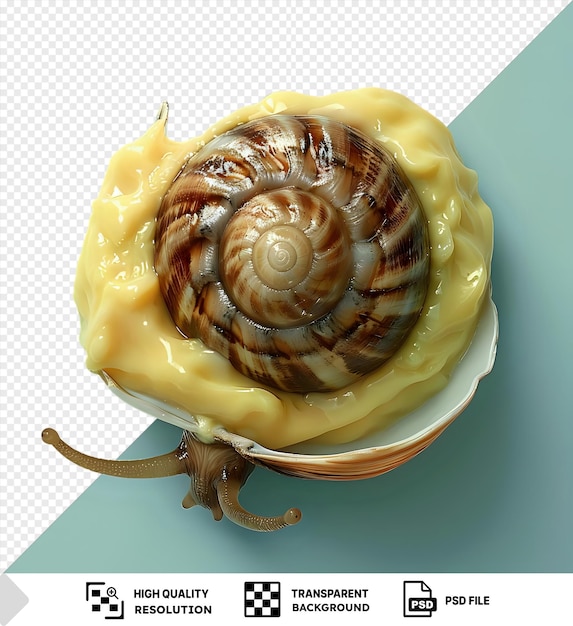 PSD escargot avec sauce au fromage sur une assiette png