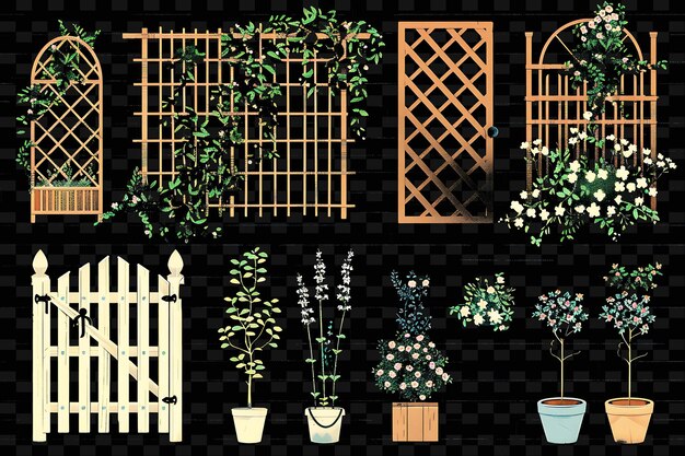 PSD estilo de fazenda trellises pixel art com charme rústico e textura di creative y2k neon item designs