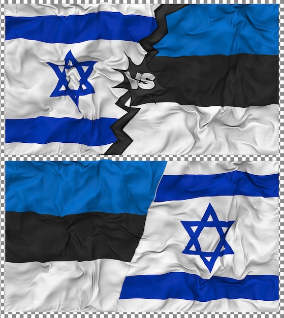 PSD estonia contro israele half combined flag cloth bump texture rendering 3d