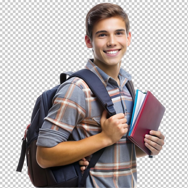 Estudante sorridente com mochila