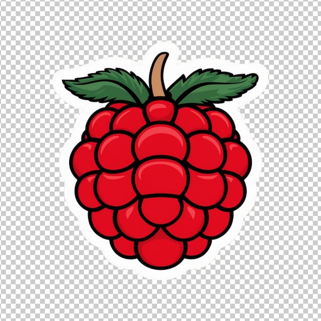 PSD étiquette d'une seule framboise avec une couleur rouge isolée sur un fond transparent