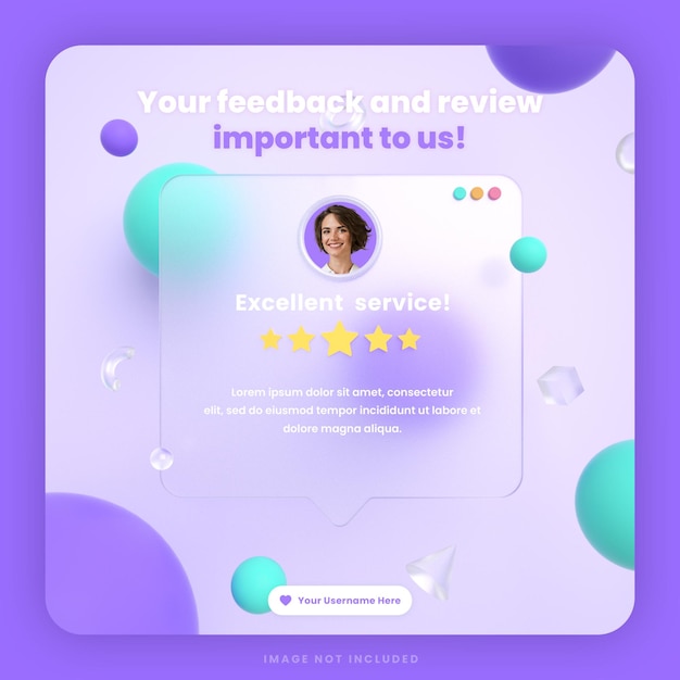 PSD examen des commentaires des clients en 3d ou modèle de publication instagram sur les médias sociaux avec maquette