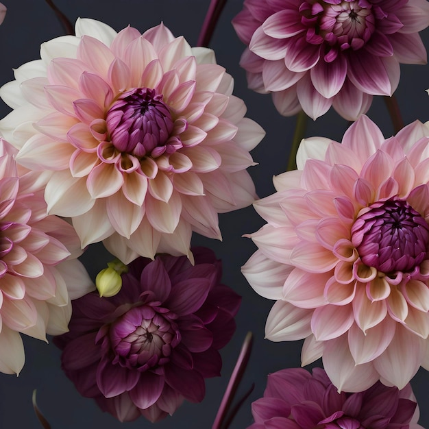 Exotische Dahlia blühen in minimalistischer Eleganz nahtlos