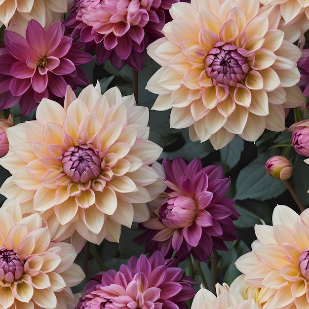 Exotische Dahlia blühen in minimalistischer Eleganz nahtlos