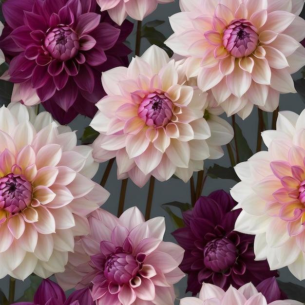 Exotische Dahlia blühen in minimalistischer Eleganz nahtlos