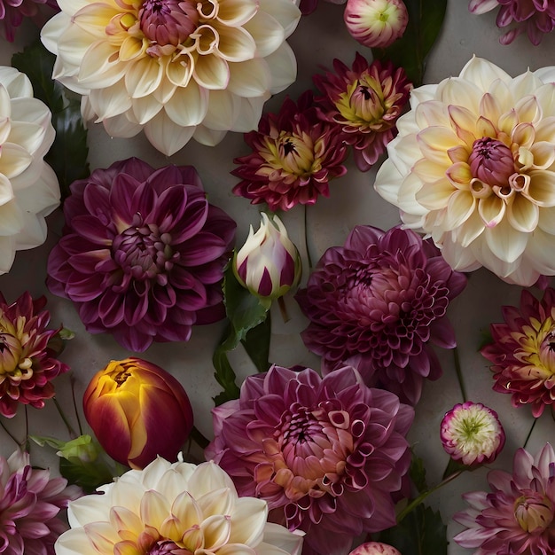 Exotische Dahlia blühen in minimalistischer Eleganz nahtlos