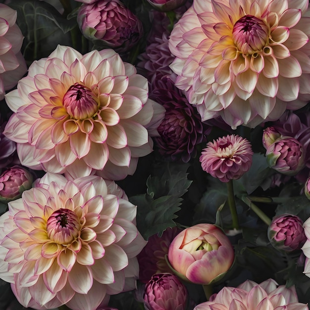 Exotische Dahlia blühen in minimalistischer Eleganz nahtlos