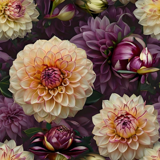 Exotische Dahlia blühen in minimalistischer Eleganz nahtlos