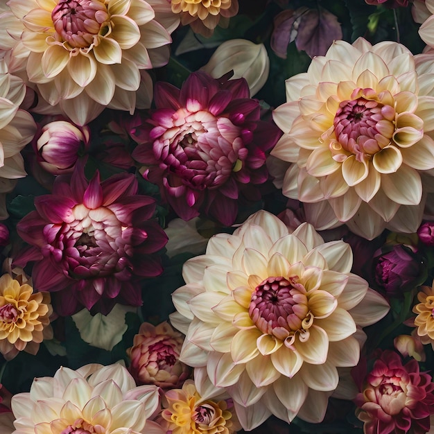 Exotische Dahlia blühen in minimalistischer Eleganz nahtlos