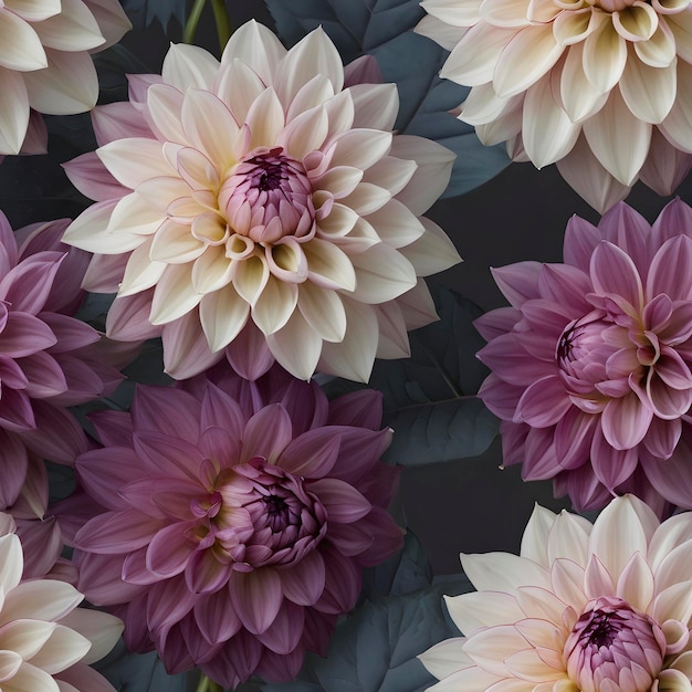 Exotische Dahlia blühen in minimalistischer Eleganz nahtlos