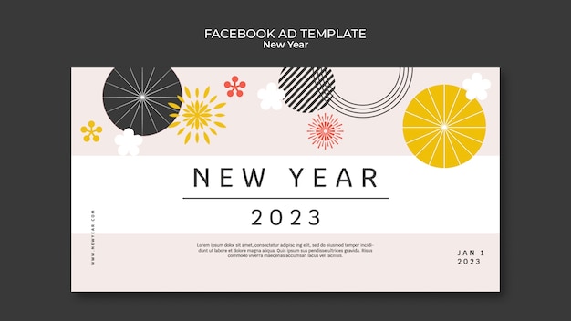 PSD facebook-vorlage des flachen designs des neuen jahres