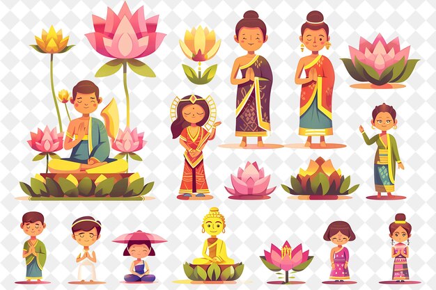 PSD familien feiern das vesak-design als traditionelles und schönes flachillustrationsfestival der welt