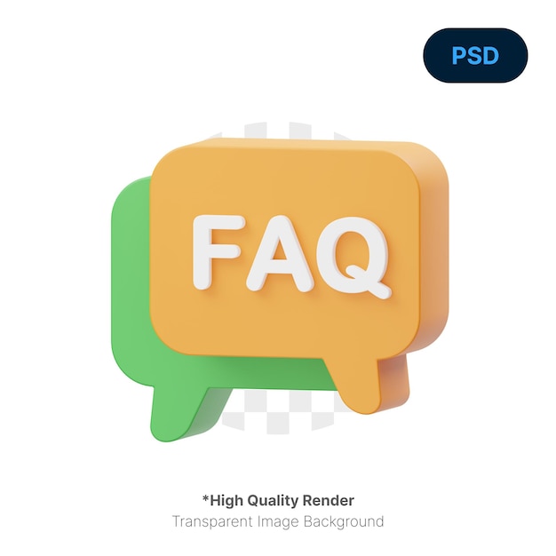 PSD faq ícone 3d premium psd