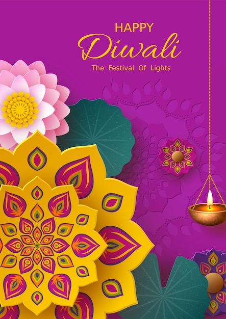 PSD farbiges poster zum diwali-festival