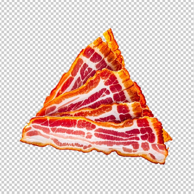 PSD fatia de bacon frito saboroso isolado em fundo transparente