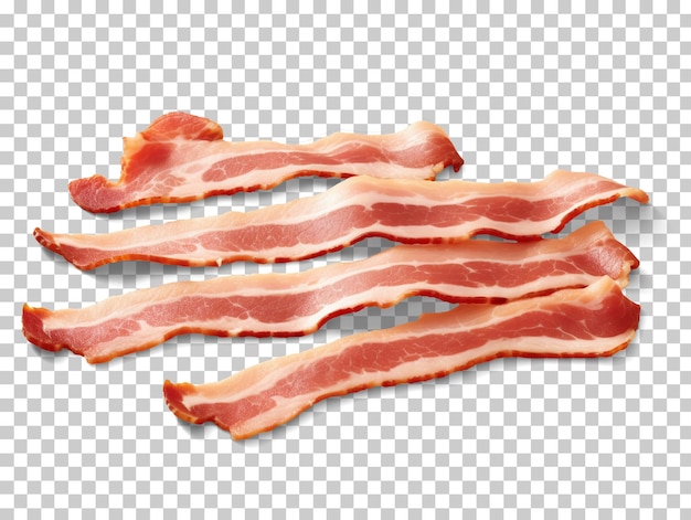 PSD fatias de bacon cru não cozidas isoladas em fundo transparente png psd