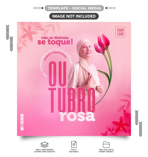 Feed de mídia social Outubro Rosa Um toque pode mudar sua vida