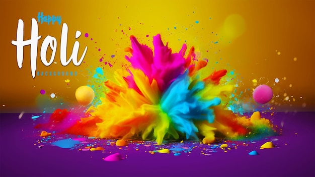 felice holi festival template design holi sfondo con gulal e splash di colore