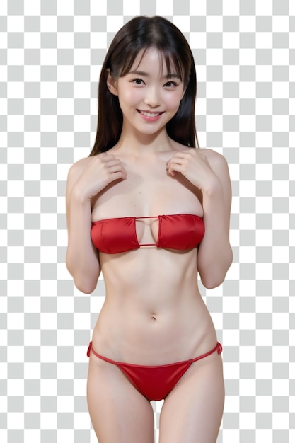 Une femme asiatique sexy sur un fond transparent