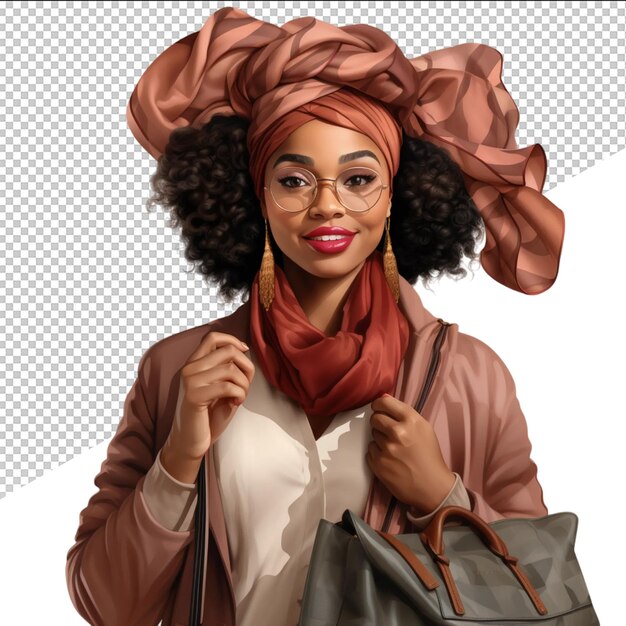 PSD une femme avec un foulard qui dit afro