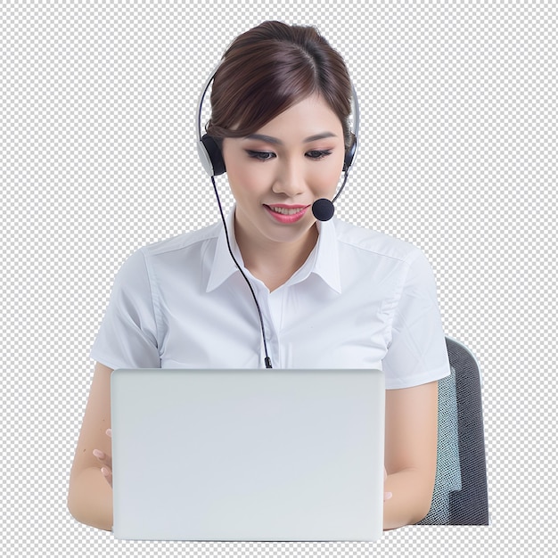 PSD une femme avec un micro et un ordinateur portable avec les mots citation le mot citation sur lui