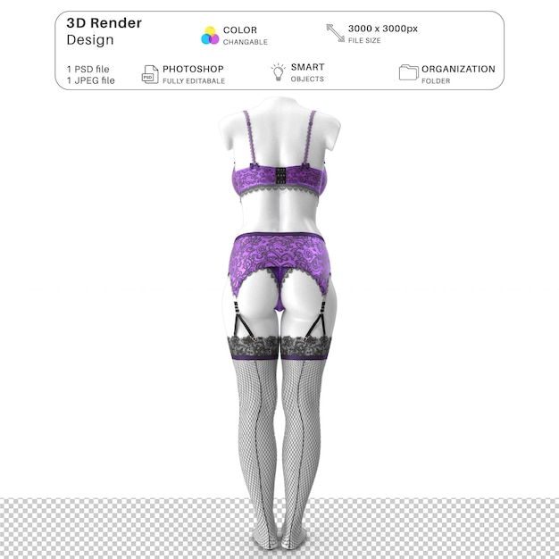 PSD femmes portant de la lingerie mockup modélisation 3d fichier psd lingerie sexy réaliste