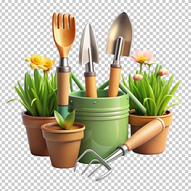 PSD ferramentas de jardinagem para plantio de primavera ícone 3d