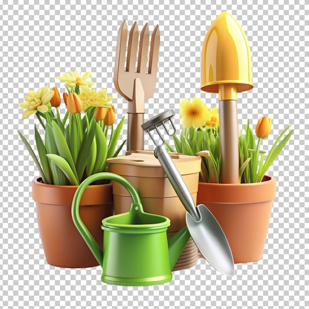 PSD ferramentas de jardinagem para plantio de primavera ícone 3d