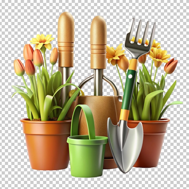 PSD ferramentas de jardinagem para plantio de primavera ícone 3d