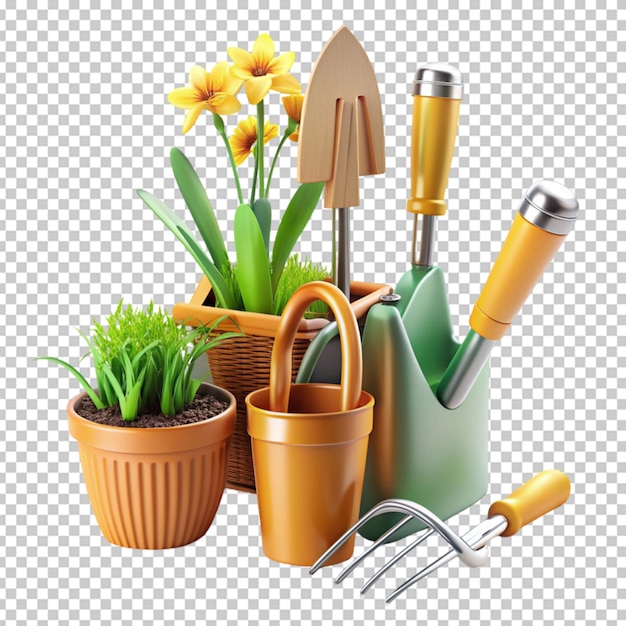 PSD ferramentas de jardinagem para plantio de primavera ícone 3d