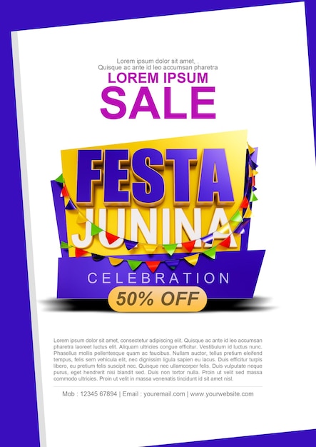 PSD festa junina 3d rendering concept template con sfondo trasparente