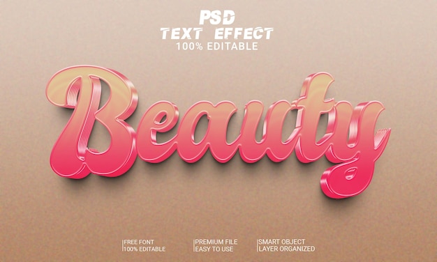 Fichier PSD d'effet de texte 3D de beauté