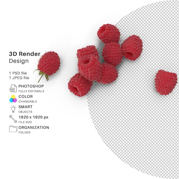 PSD fichier psd de modélisation 3d framboise réaliste