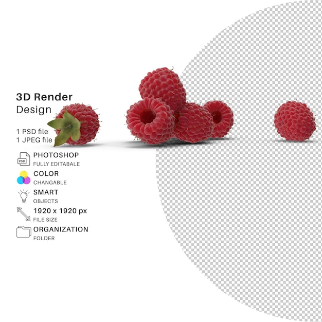 PSD fichier psd de modélisation 3d framboise réaliste