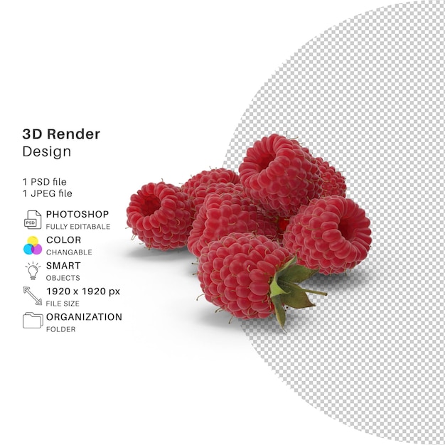 PSD fichier psd de modélisation 3d framboise réaliste