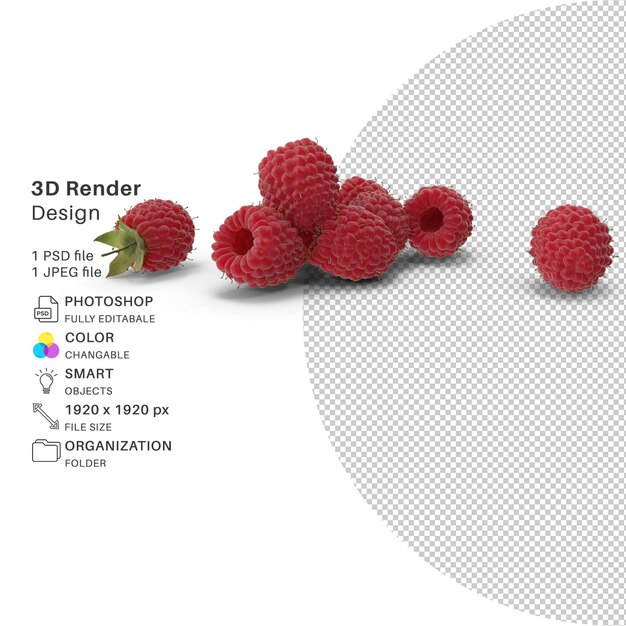 PSD fichier psd de modélisation 3d framboise réaliste