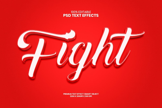 Fight Red 3D bearbeitbarer PSD-Texteffekt