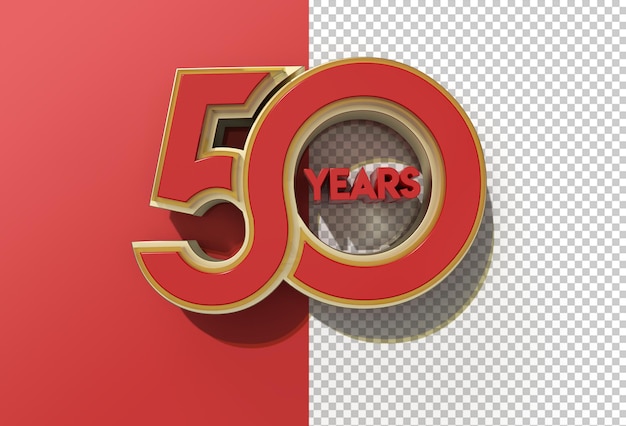 File Psd trasparente di celebrazione di 50 anni di rendering 3D.