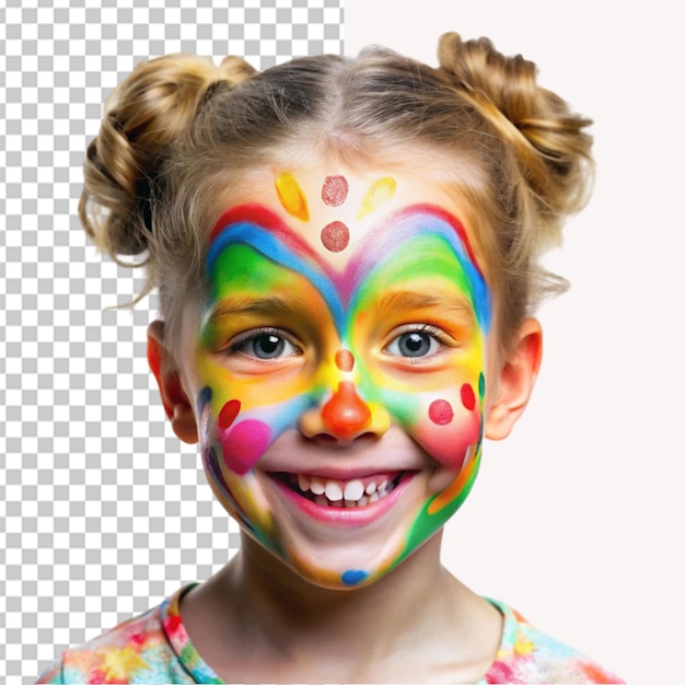 Une fille heureuse avec un visage peint en couleurs