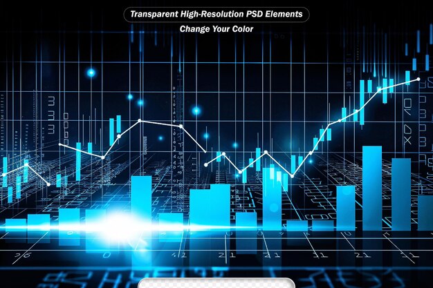 PSD finanzdiagramm und aufsteigende grafik mit linien und zahlen