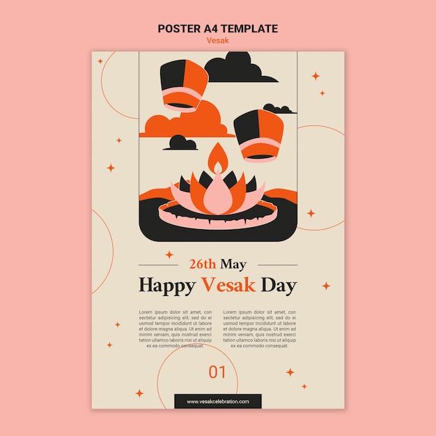 Flache Design-Vesak-Poster-Vorlage