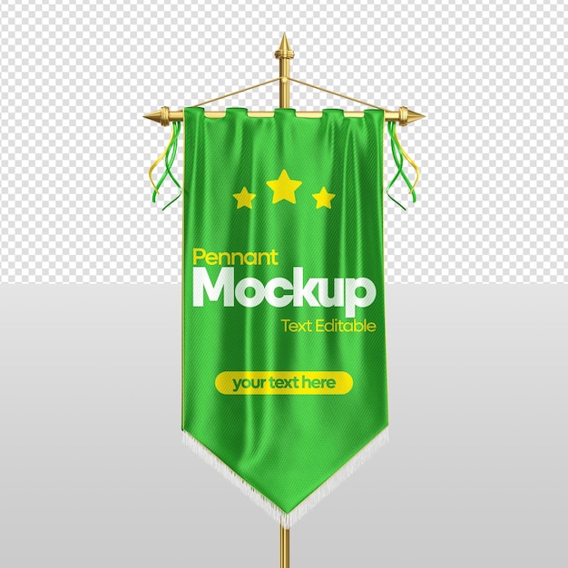 Flag Pennant mockup 3D Render Text Editable