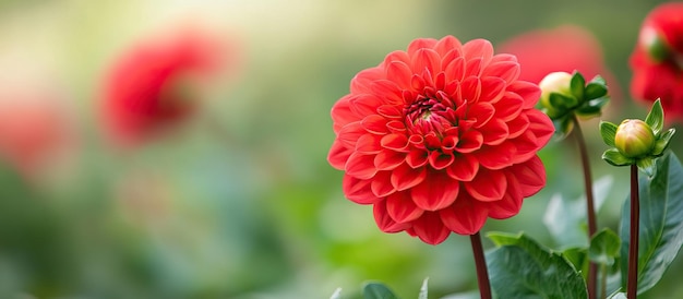 PSD la fleur de dahlia rouge en fleurs