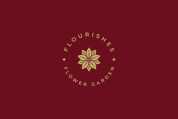 PSD la fleur de lotus dorée est un logo minimaliste haut de gamme. jardin de fleurs de plantes de printemps.