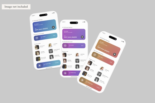 PSD floating ui app screen mockup für die vorstellung ihres designs an kunden