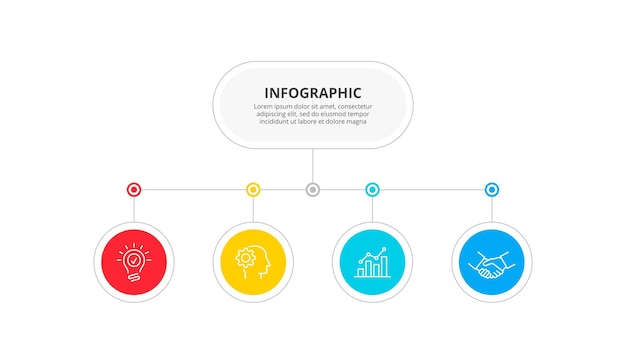 PSD flussdiagramm-infografik-vorlage mit 4 schritten oder optionen business-vorlage für die präsentation